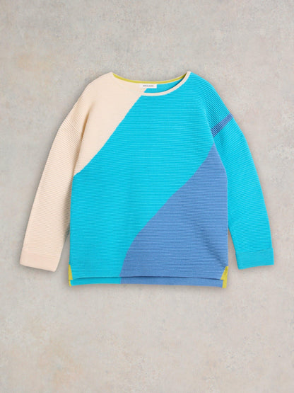 White Stuff Jana Abstract Jumper in Bright Blue