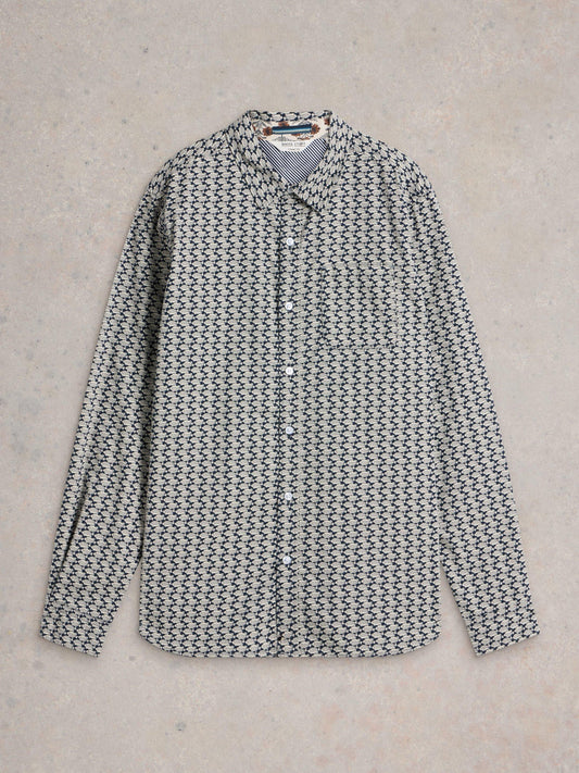 White Stuff Fish Printed Shirt in Navy Multi