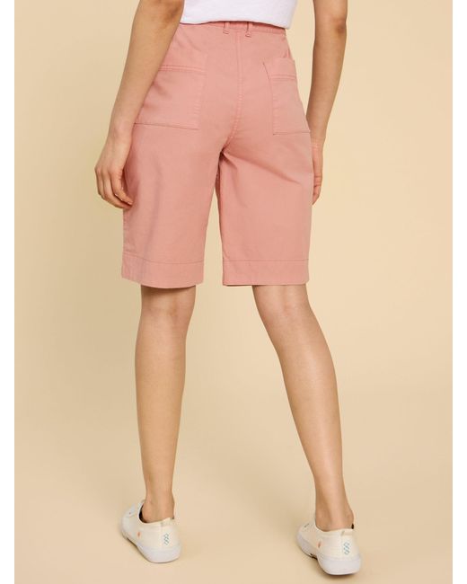 White Stuff Hayley Organic Cotton Shorts in Mid Pink