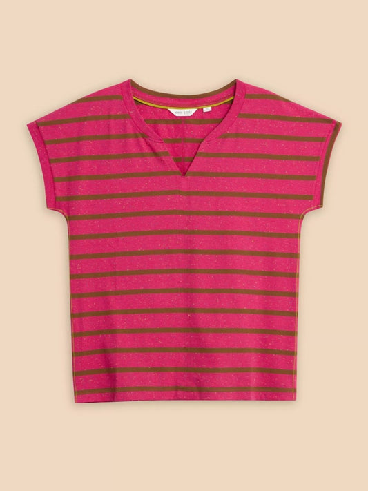 White Stuff Nelly Notch NEP Tee in Pink Multi