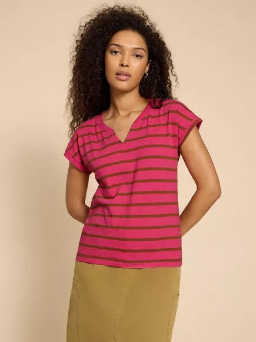 White Stuff Nelly Notch NEP Tee in Pink Multi