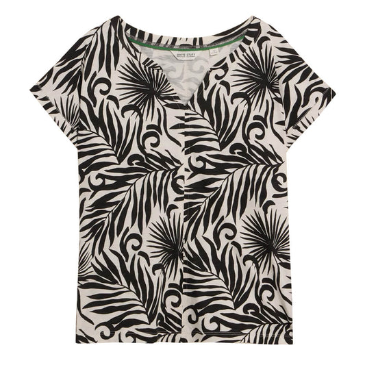 White Stuff Nelly Notch T-Shirt in Black Print