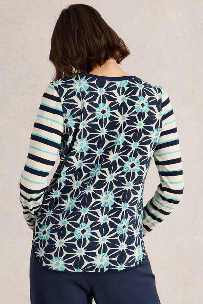 White Stuff Clara Long Sleeve T-Shirt in Ivory Multi