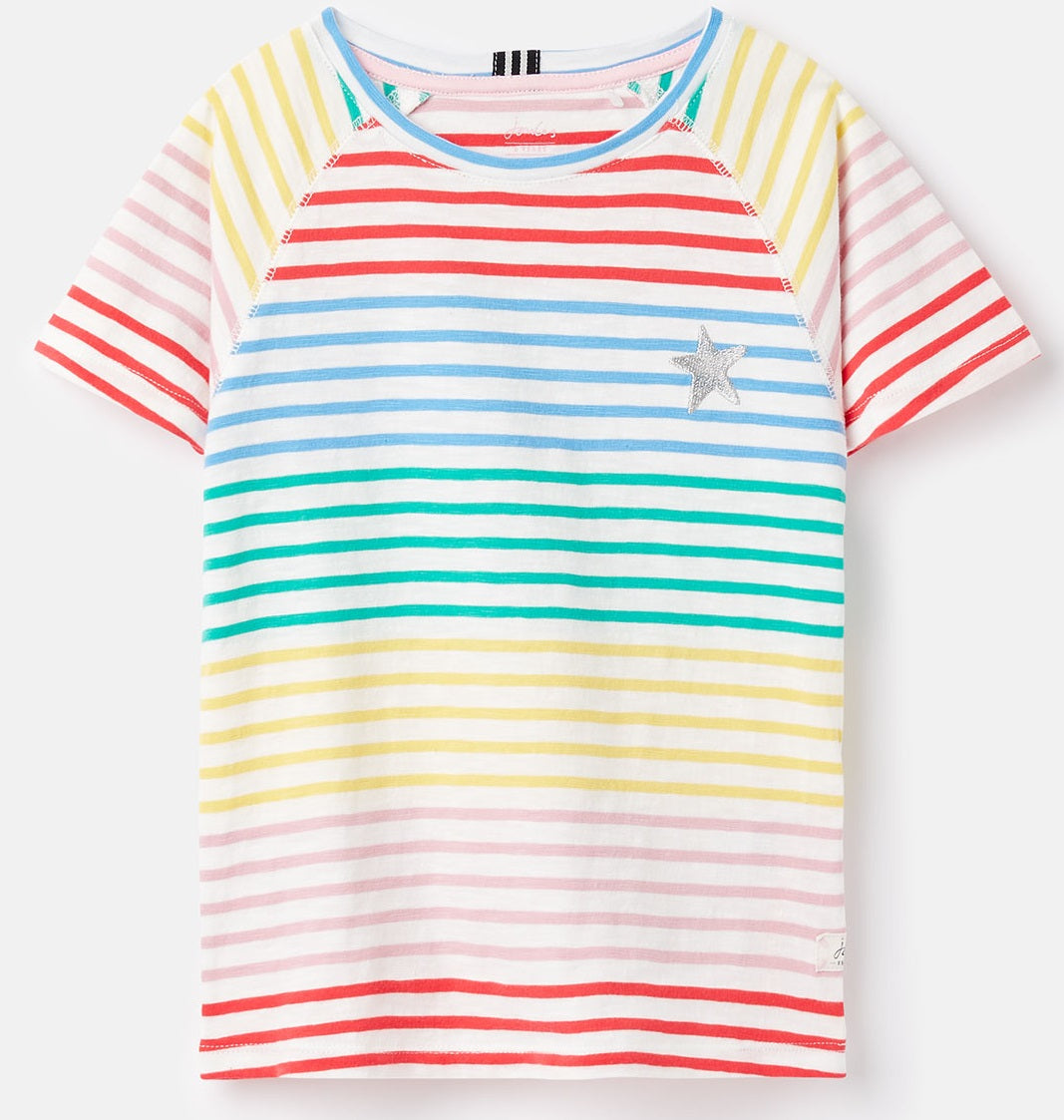 Joules Berry Null Chest Embroidery T-Shirt in Multi Stripe