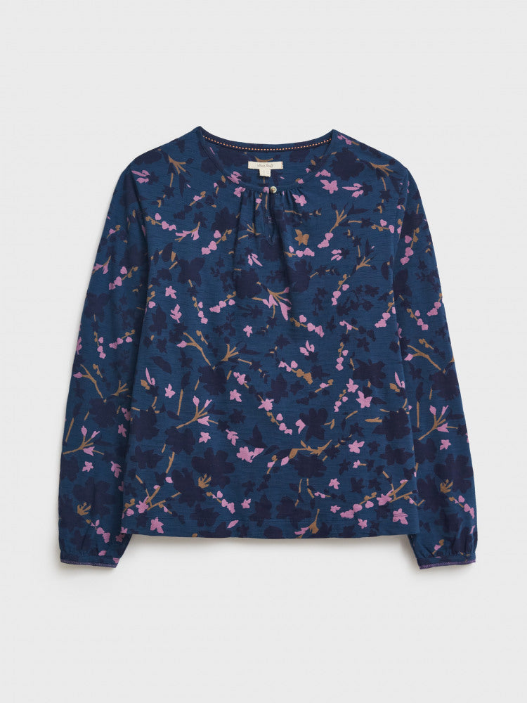 White Stuff Bea Long Sleeved Top in Navy