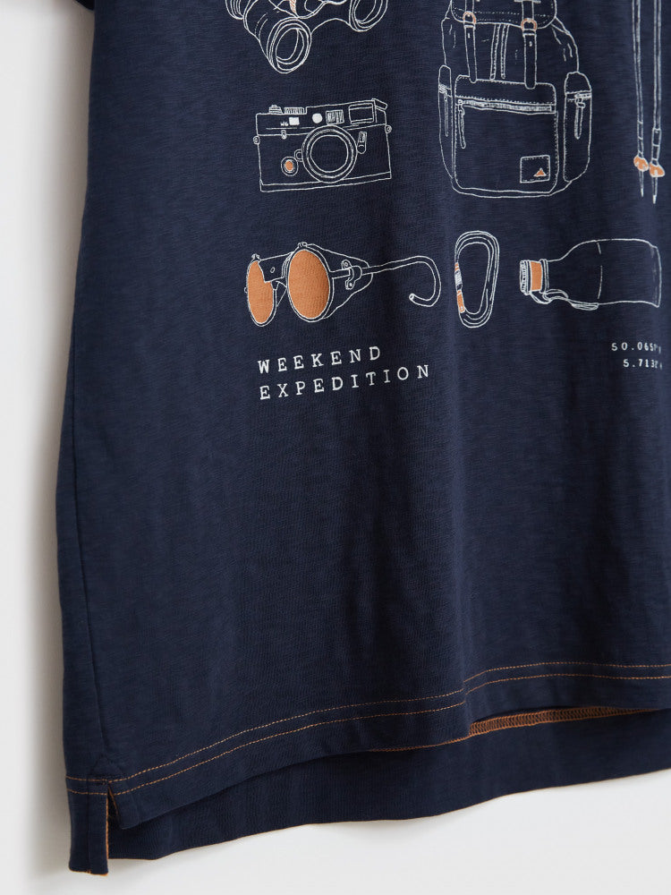 White Stuff Expedition Graphic Tee in Dark Navy