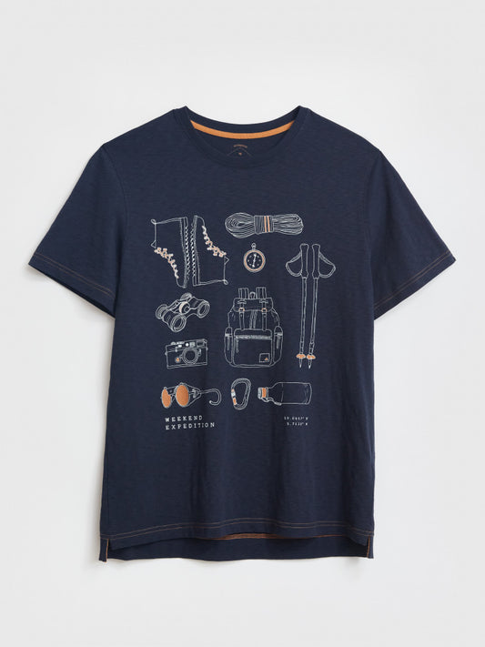 White Stuff Expedition Graphic Tee in Dark Navy