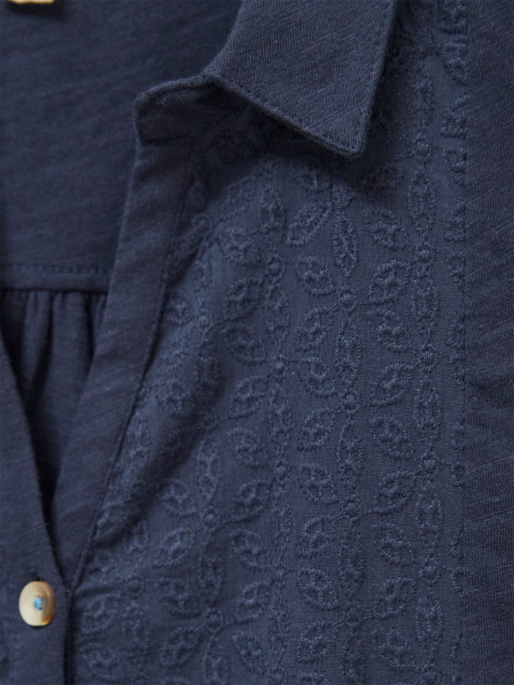 White Stuff Flowing Grasses Jersey Shirt in French Navy