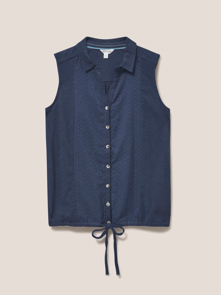 White Stuff Flowing Grasses Jersey Shirt in French Navy