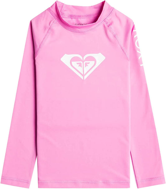 Roxy Girls Whole Hearted Long Sleeved Rash Vest in Pink