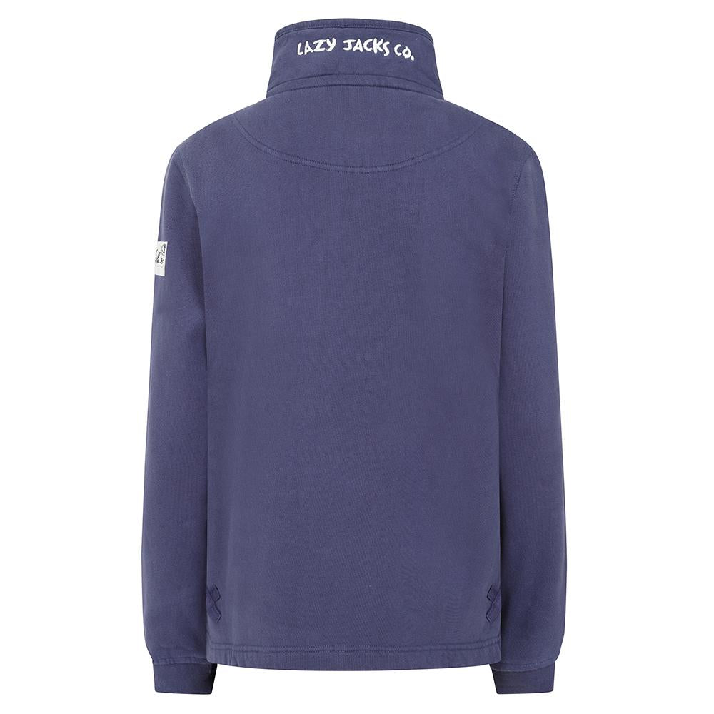 Lazy Jacks Button Neck Sweatshirt in Twilight