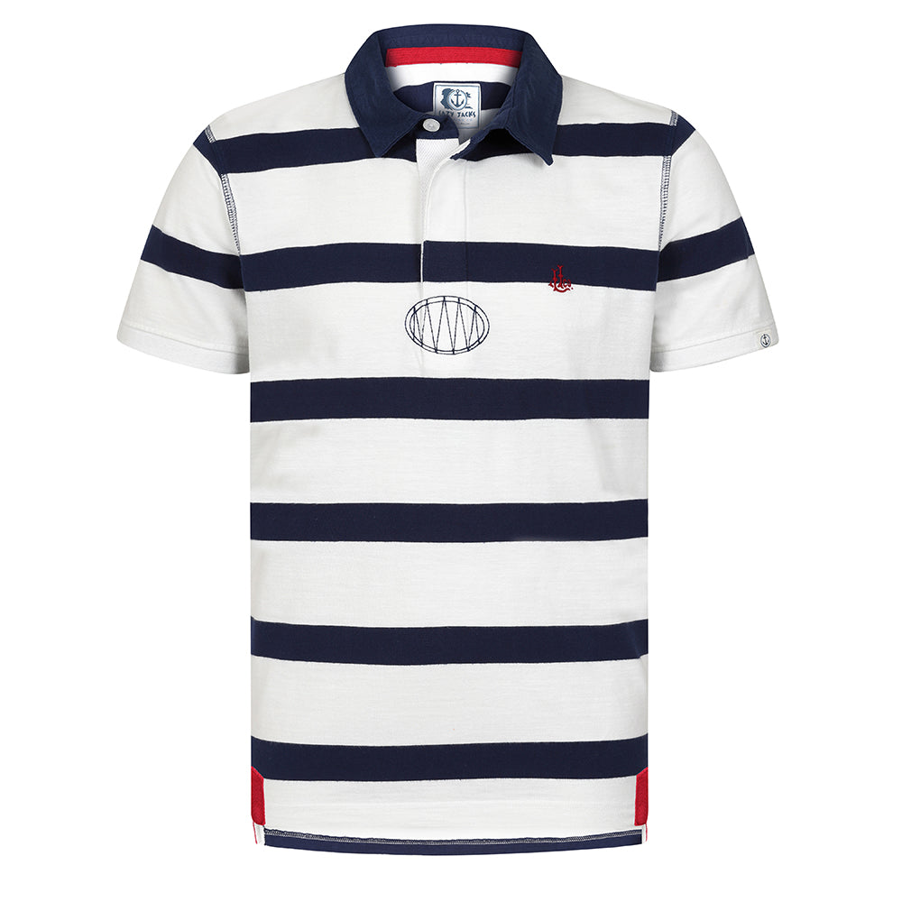 Lazy Jacks Short Sleeved Striped Polo Top White