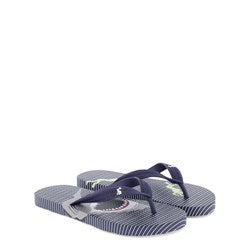 Joules Junior Flip Flops in Blue Stripe Shark