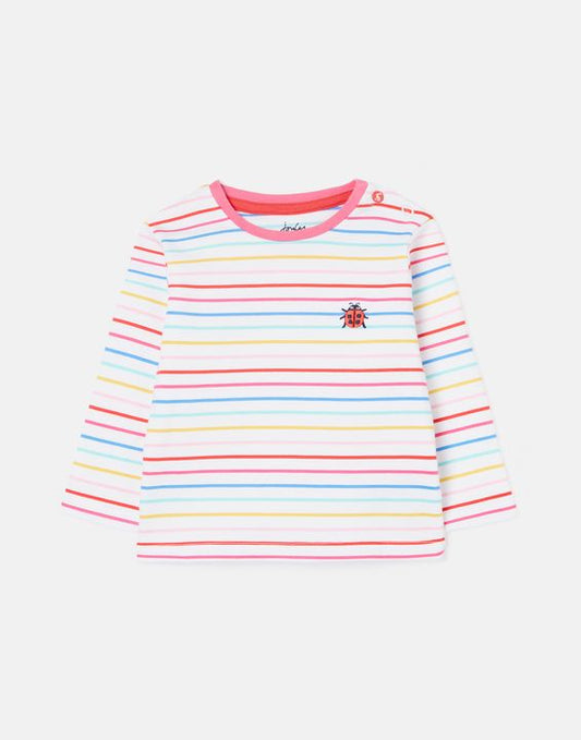 Joules Island Artwork Long Sleeve T-Shirt in Ladybird Multi Stripe
