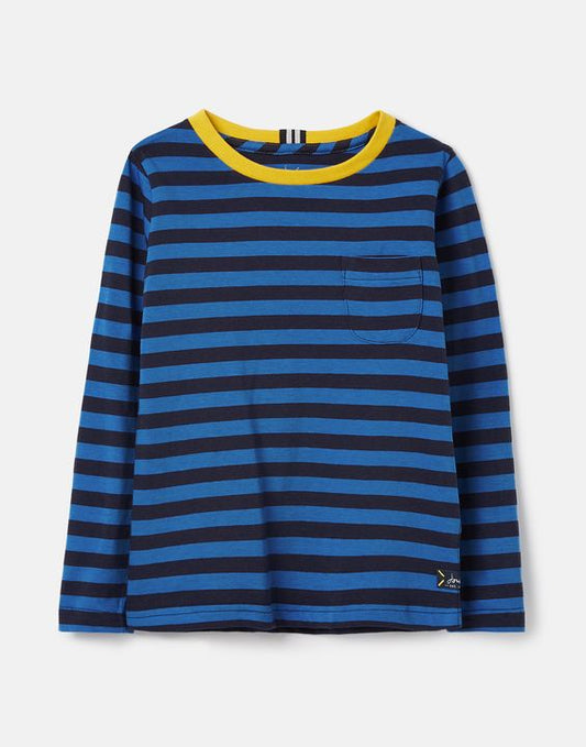 Joules Marlin Long Sleeve Stripe T-Shirt in Blue Stripe