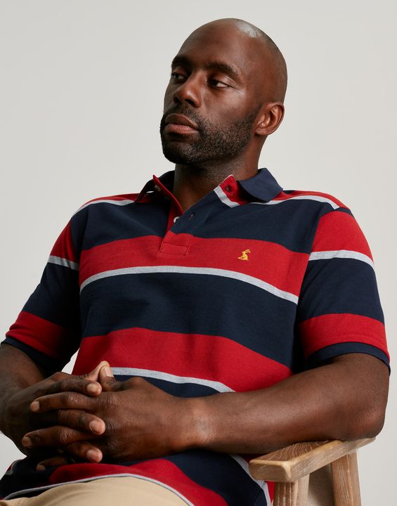 Joules Filbert Polo Shirt in Red Navy Stripe