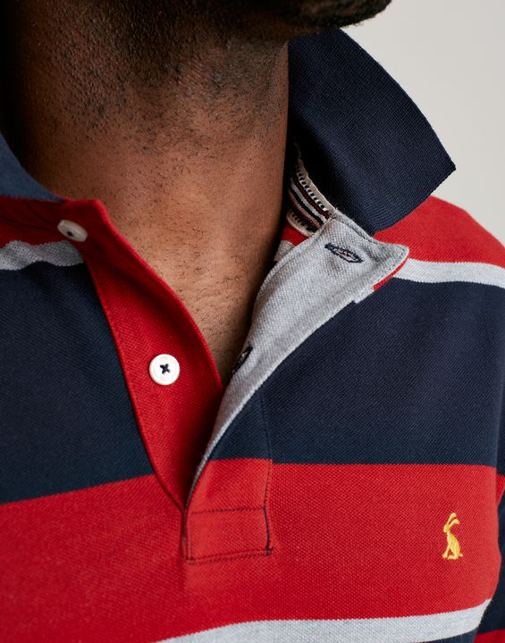 Joules Filbert Polo Shirt in Red Navy Stripe