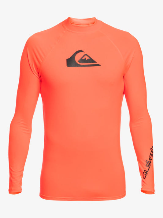 Quiksilver All Time Long Sleeved Rash Vest in Fierly Coarl